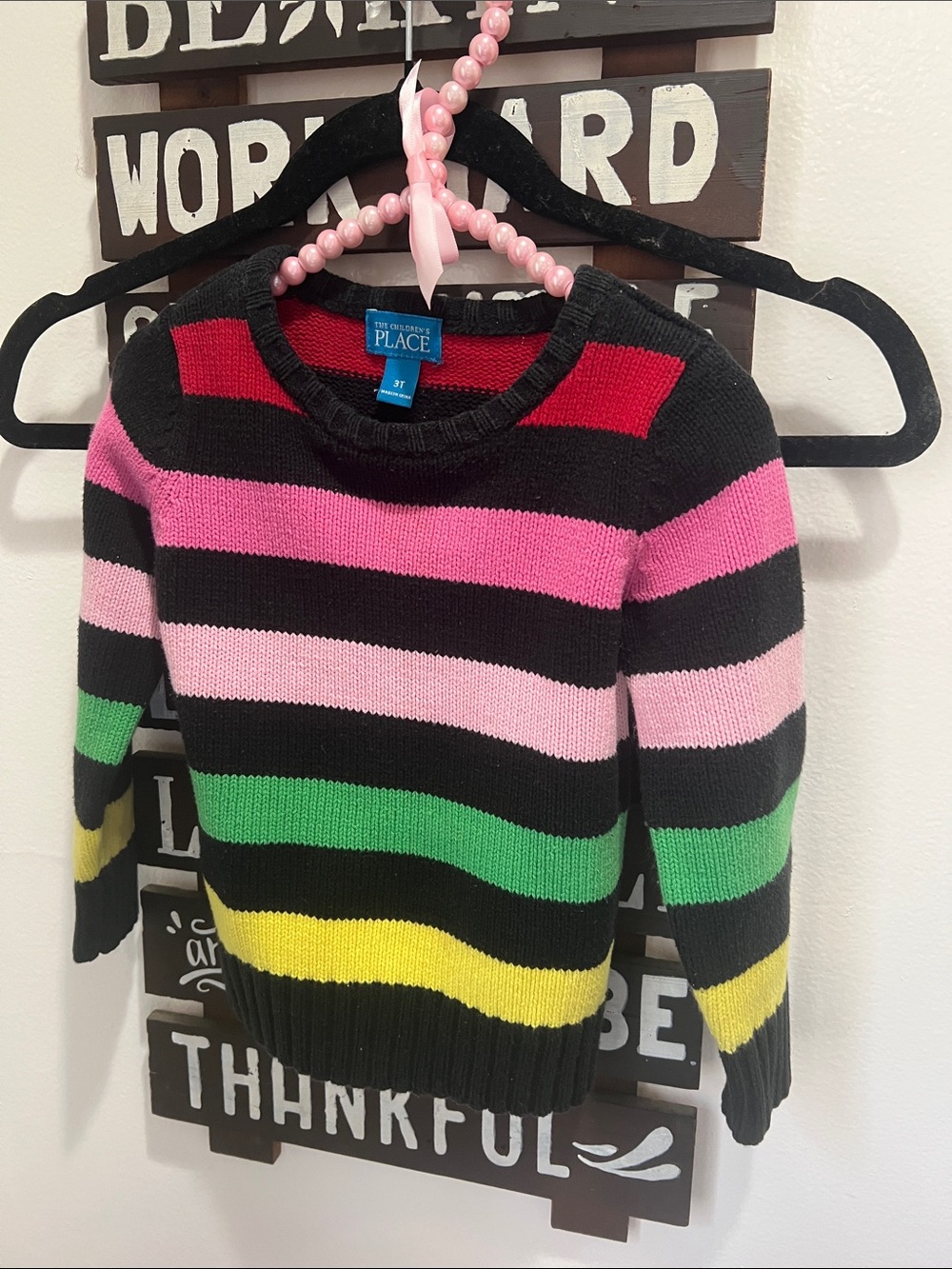 The Children's Place Girls' Black Multi-Stripe Sweater